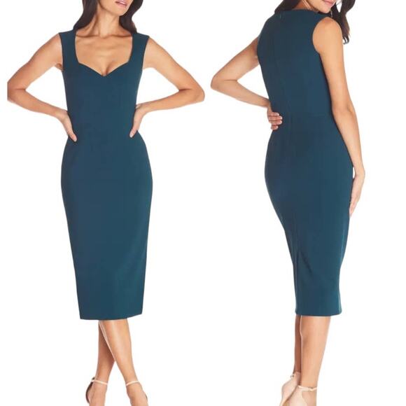 Dress The Population NWT Elle Sheath Dress Pine Green Blue Size XXL Queen Anne - Picture 1 of 12